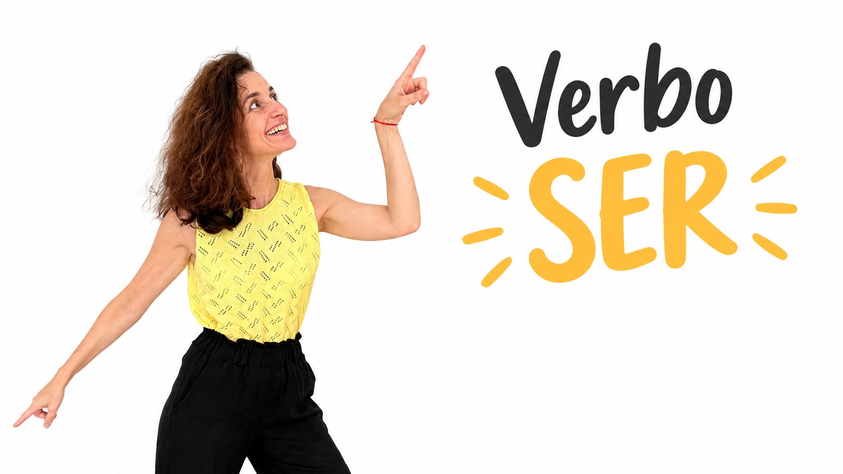 Teacher pointing at the verb SER in Spanish